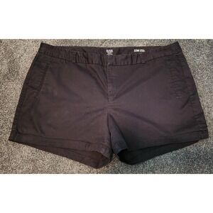 ana A New Approach Woman Twill Shorts Black‎ Plus Size 22W Casual Pockets Cotton